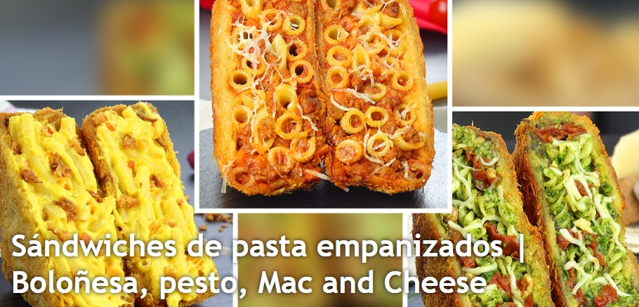 Sándwiches de pasta empanizados | Boloñesa, pesto, Mac and Cheese
